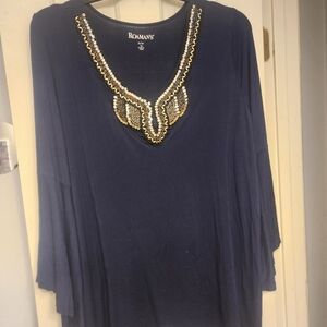 Roman's Navy Embellished Women's Top - New & Never Worn
